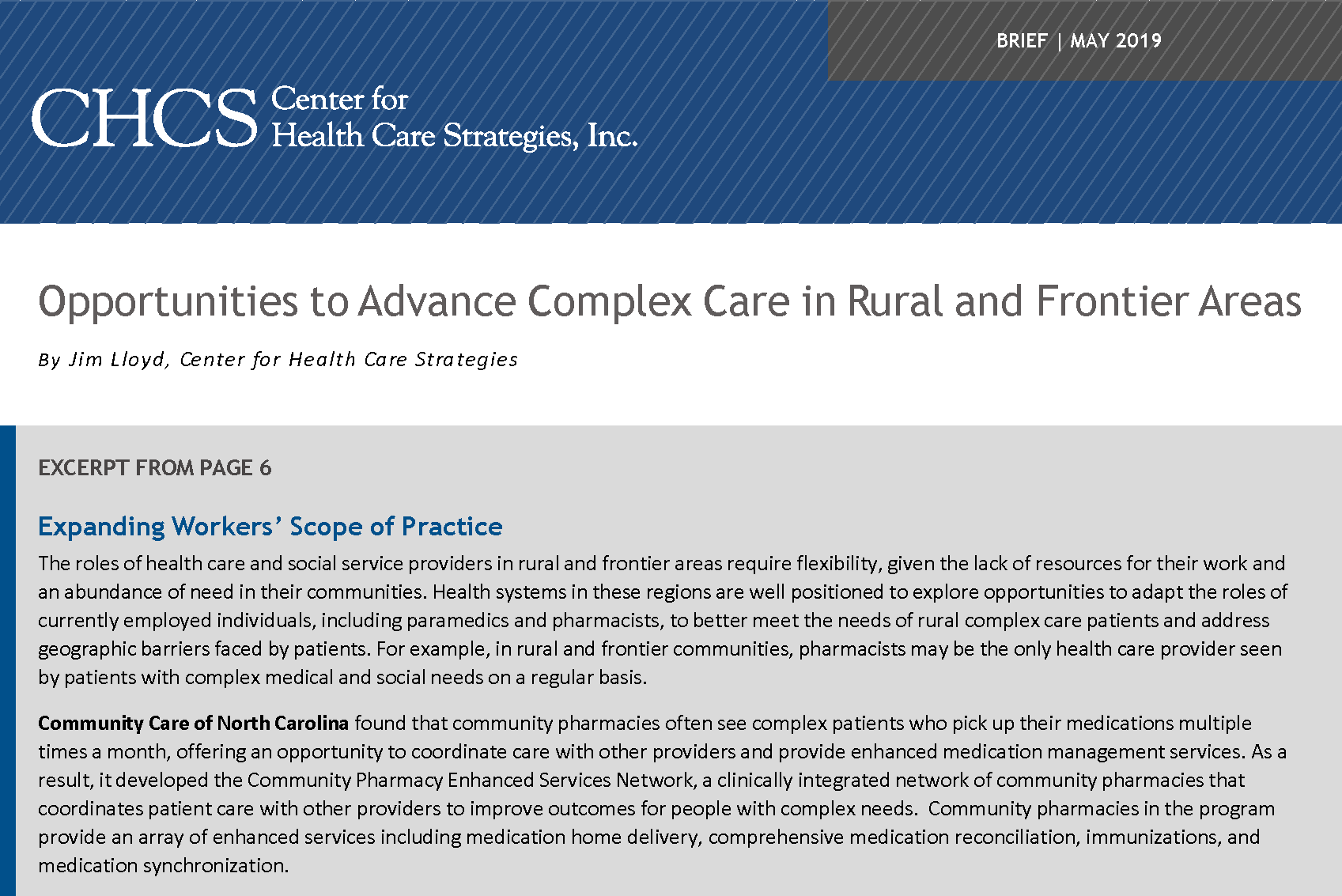 CCNC's model for community pharmacies featured in publication by Center for Health Care Strategies