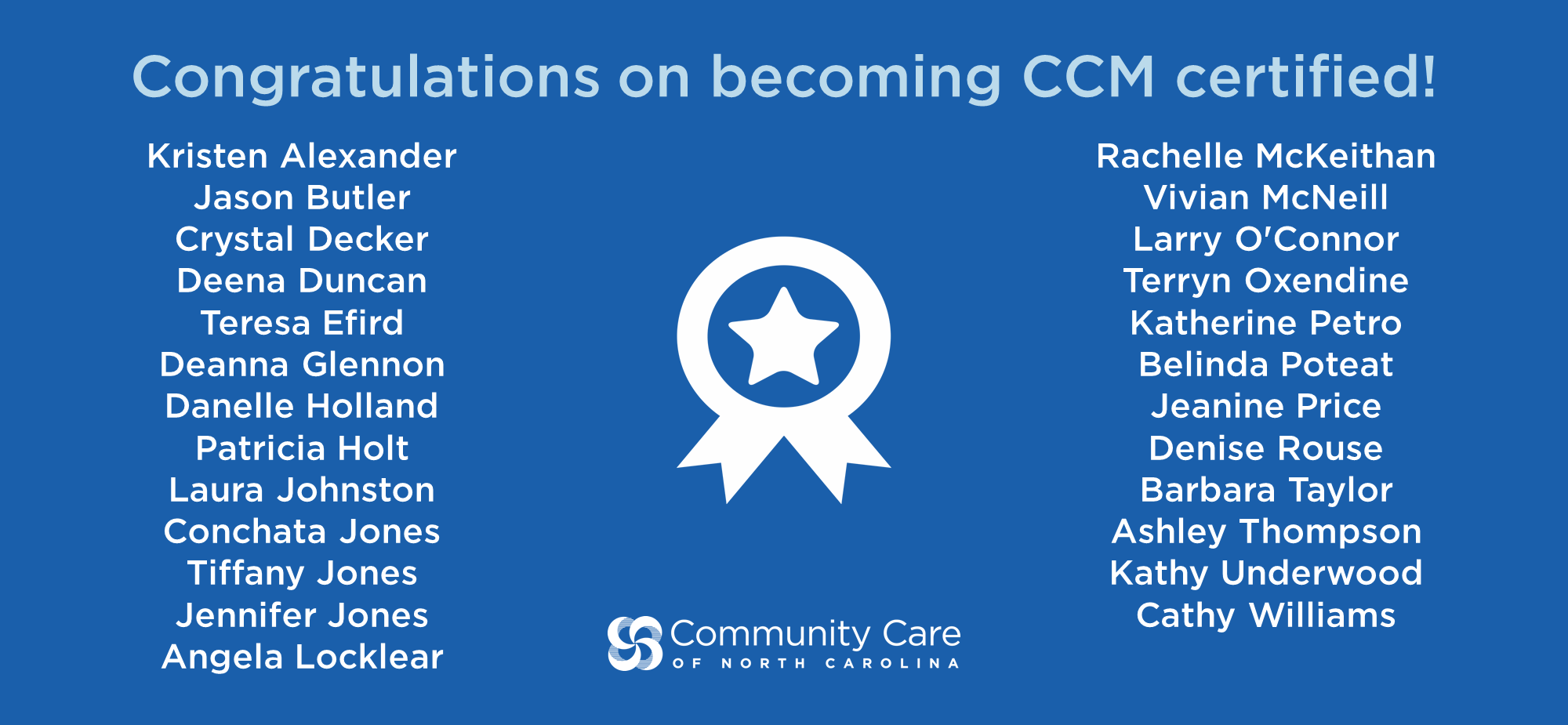 CCNC care managers receive CCM certification