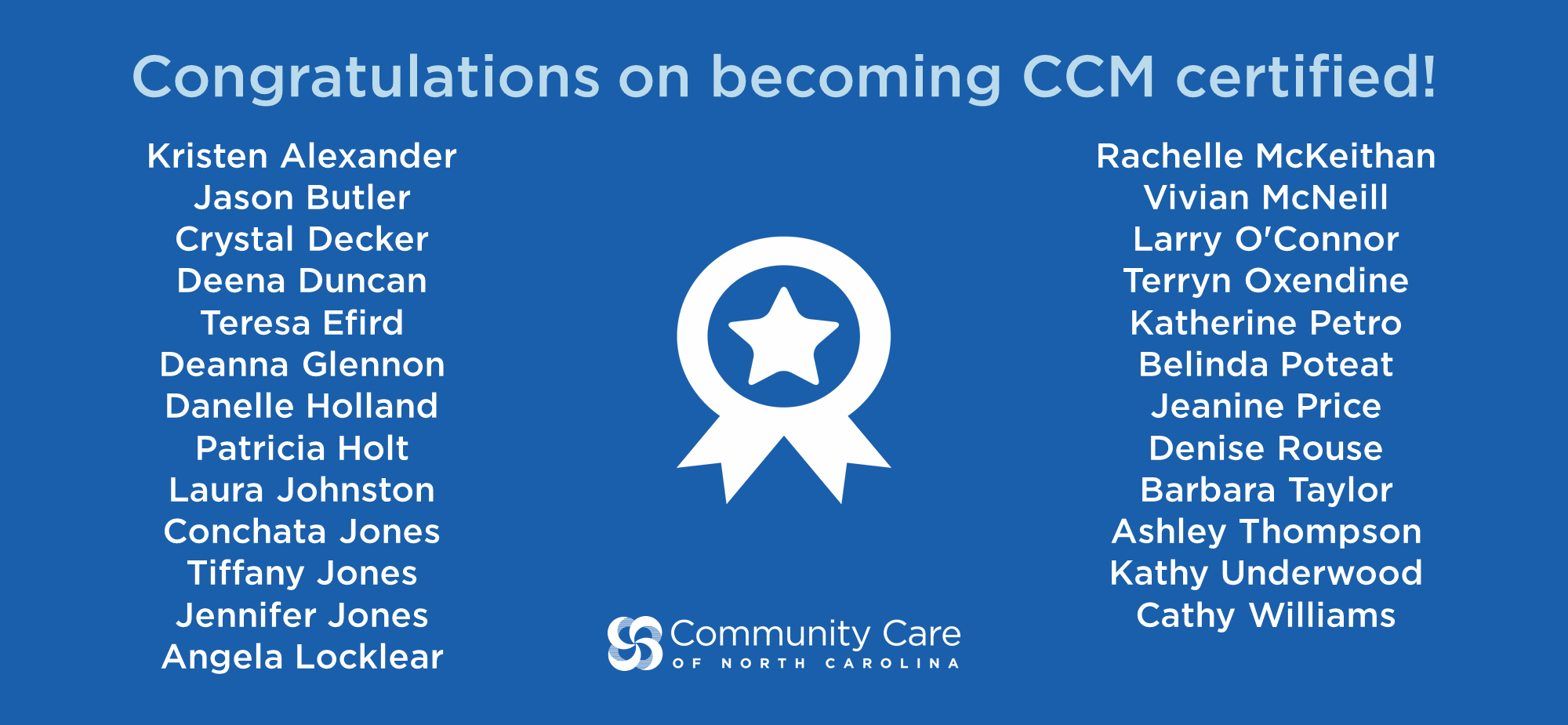 CCNC care managers receive CCM certification