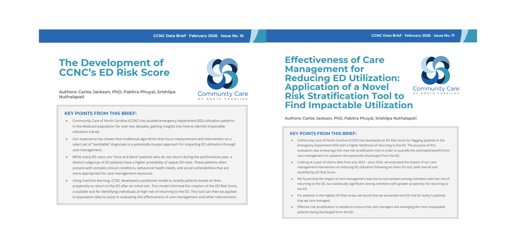 CCNC Data Briefs Detail Strategies for Reducing Avoidable Emergency Department Visits